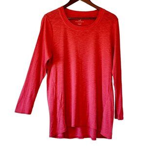 J. Jill Pima Scoop Neck Elliptical Tunic Long Sleeve Clove Pink Heather  Size L